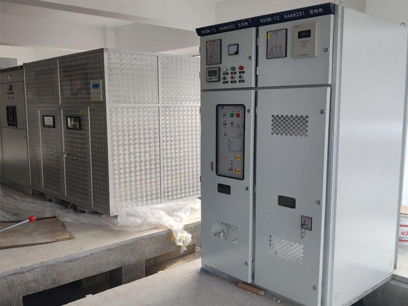 Power distribution cabinets during project commissioning