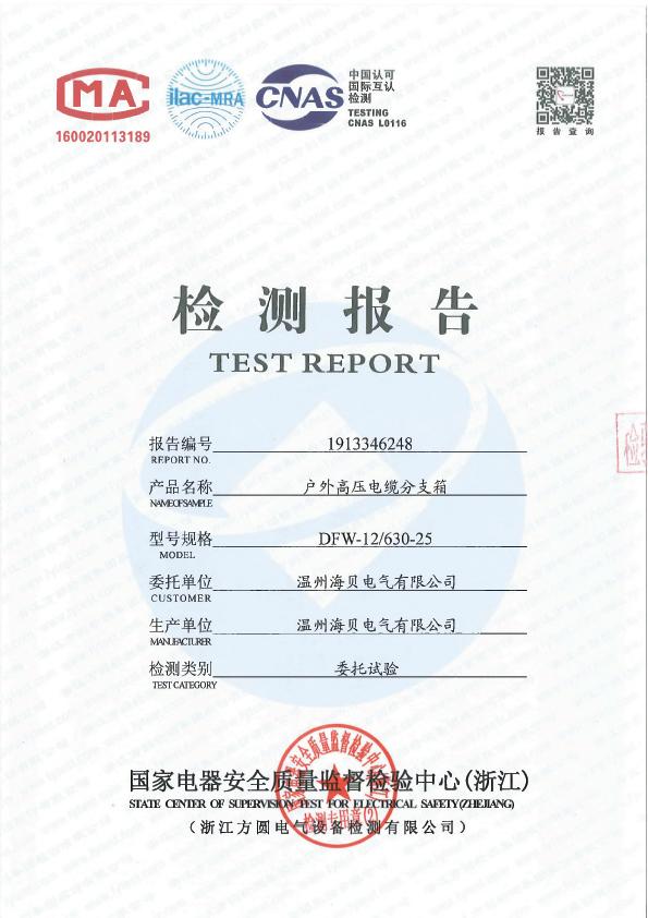 DFW-12/630-25 Test report cover